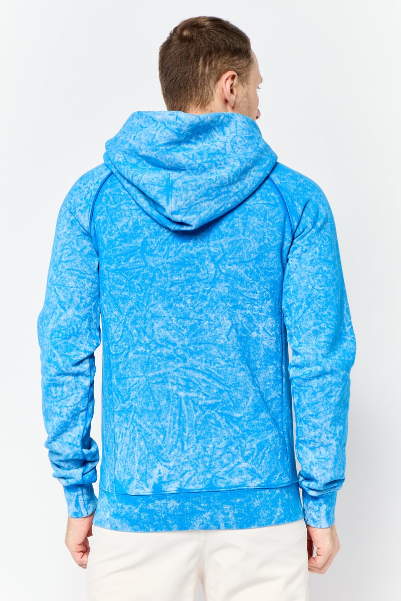 adidas Originals Men Sportswear Fit Long Sleeve Outdoor Hoodie, Washed Blue - Image 2