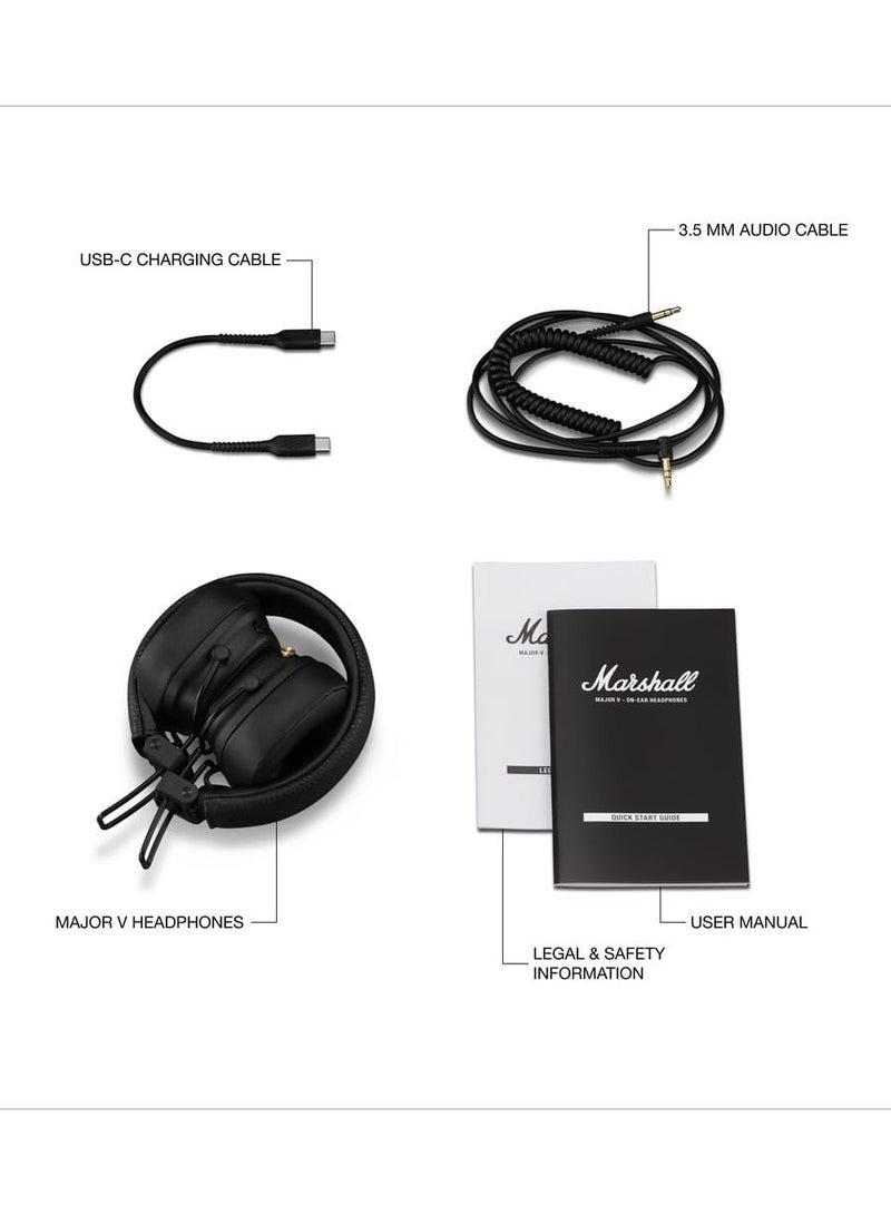 Marshall Fields Marshall Major V Bluetooth Headphones - Foldable Bluetooth Wireless Headphones Bluetooth with 100+ Hours of Playtime  - Black - Image 4