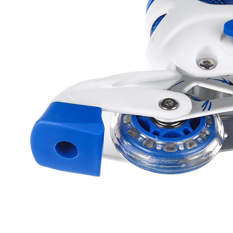 VADLO 4 Wheels Adjustable Inline Skates Skating Shoes for Boys Kids Girls Skating Shoe Adjustable Roller Blades Age 6 to 15 Years PU Strong Wheels Aluminium with LED Flash Light on Wheels (Blue) - Image 5