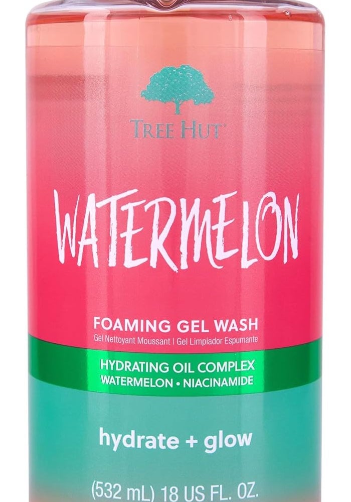 Tree Hut Watermelon Nourishing Foaming Gel Wash - Hydrating Body Cleanser with Niacinamide, 18 oz - Image 1