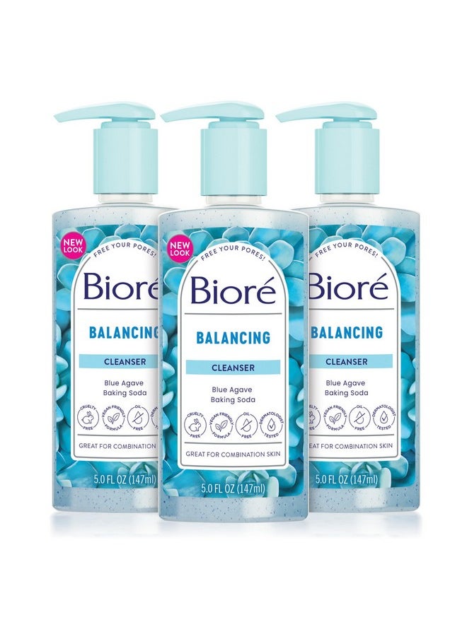 Biore Balancing Face Wash, Cleanser For Combination Skin, Ph Balanced Face Cleanser, Vegan, Cruelty Free 6.77 Oz, Pack Of 3  - Image 1