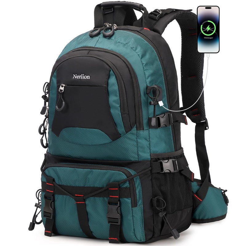 NerIion Nerlion 40L Hiking Backpack Travel Backpack for Men Women Camping Waterproof Outdoor Hiking Daypack Lightweight Backpack (Dark Green) - Image 1
