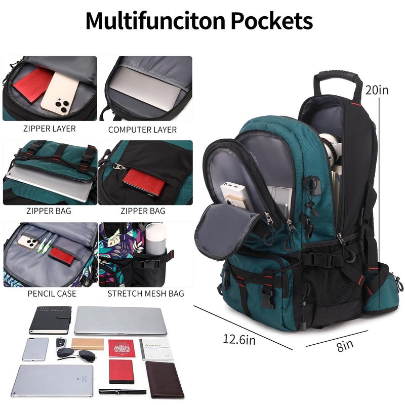NerIion Nerlion 40L Hiking Backpack Travel Backpack for Men Women Camping Waterproof Outdoor Hiking Daypack Lightweight Backpack (Dark Green) - Image 3