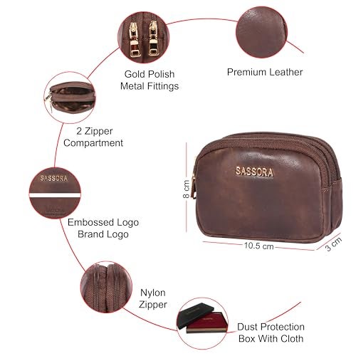 Sassora Genuine Leather Women Coin Pouch (Brown) - Image 3