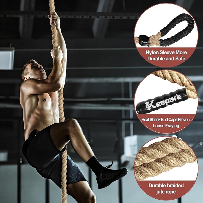 Keepark Climbing Rope 1.5 Inch Diameter 10FT 15FT 20FT 25FT 30FT 35FT Gym Climbing Rope for Fitness & Strength Training, Workout Exercises Climbing Rope for Adults Kids Outdoor or Home Indoor - Image 5