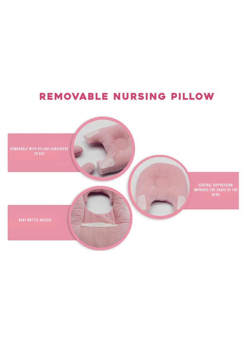 Dual Purpose Nursing Baby Pillow Comfortable Support with Detachable Convenience and Bottle Pocket - Image 3