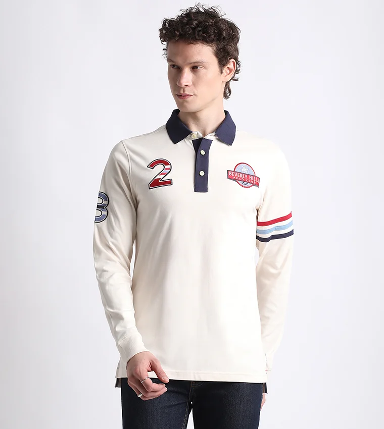 BEVERLY HILLS POLO CLUB Logo Embroidered Long Sleeves Polo T-Shirt