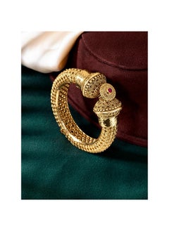 PEORA Peora Gold Plated Thick Single Piece Openable Kadaa Bangle Traditional Gokhru Jewellery for Women (Size 2.4 inch)  - Image 2