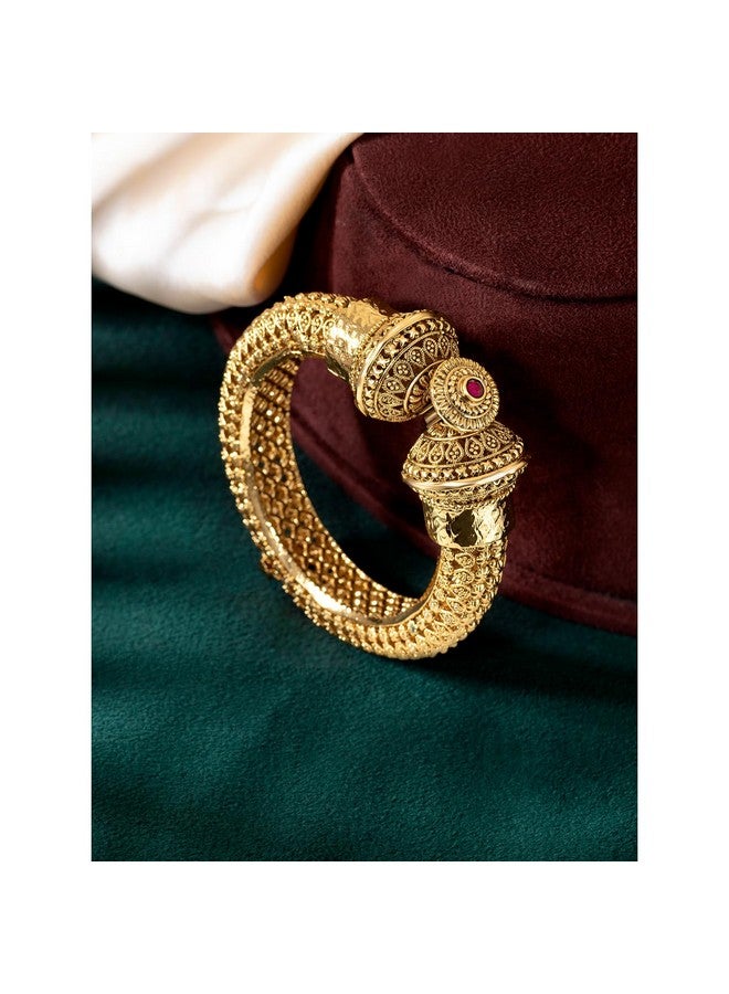 بيورا سوار كادا من بيورا مطلي بالذهب، قطعة واحدة سميكة قابلة للفتح، مجوهرات جوخرو التقليدية للنساء (مقاس 2.4 بوصة) - Image 2