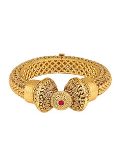 PEORA Peora Gold Plated Thick Single Piece Openable Kadaa Bangle Traditional Gokhru Jewellery for Women (Size 2.4 inch)  - Image 1