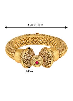 PEORA Peora Gold Plated Thick Single Piece Openable Kadaa Bangle Traditional Gokhru Jewellery for Women (Size 2.4 inch)  - Image 4