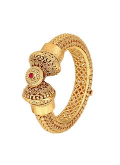 PEORA Peora Gold Plated Thick Single Piece Openable Kadaa Bangle Traditional Gokhru Jewellery for Women (Size 2.4 inch)  - Image 3