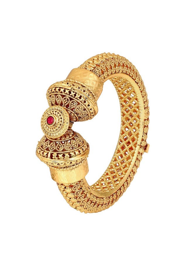 بيورا سوار كادا من بيورا مطلي بالذهب، قطعة واحدة سميكة قابلة للفتح، مجوهرات جوخرو التقليدية للنساء (مقاس 2.4 بوصة) - Image 3