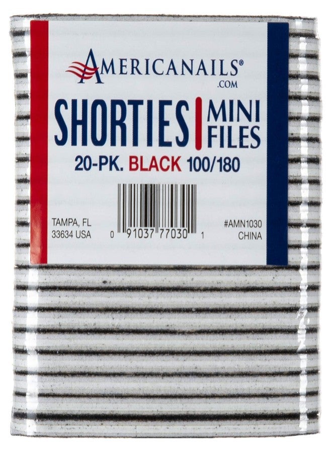AMERICANAILS .COM Americanails Shorties Mini Cushioned Files, Professional Double-Sided Manicure Nail Filing Boards for Natural and Acrylic Nails - 20 Count, Black 100/180 - Image 1