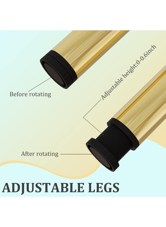 أثاث ساقين 6 بوصة ، معدنية أريكة ساقين مجموعة من 4 ساقين ملابس ذهبية للكابينة الجانبية أريكة أريكة عثمانية (6 "/ 15 سم ، الذهب) - Image 2