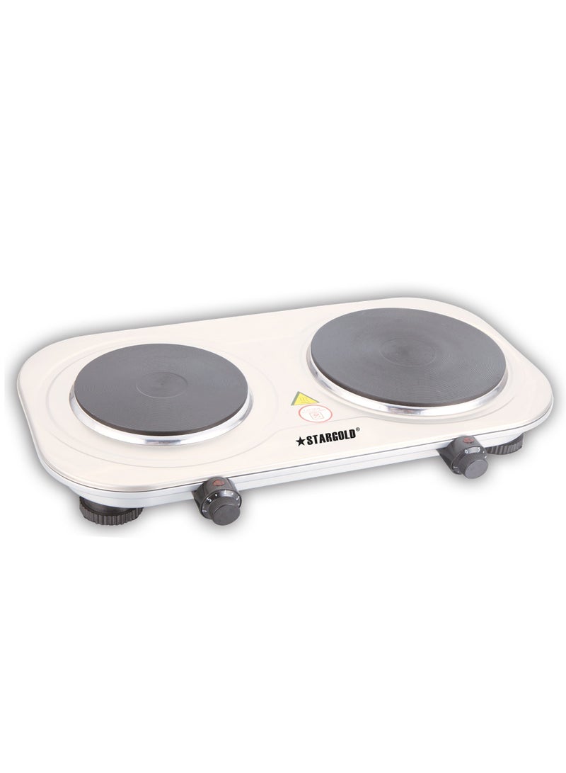 Stargold Electric Double Burner Hot Plate, 1000W and 1500W Dual Burner, Stainless Steel, Variable Temperature Control - Image 1