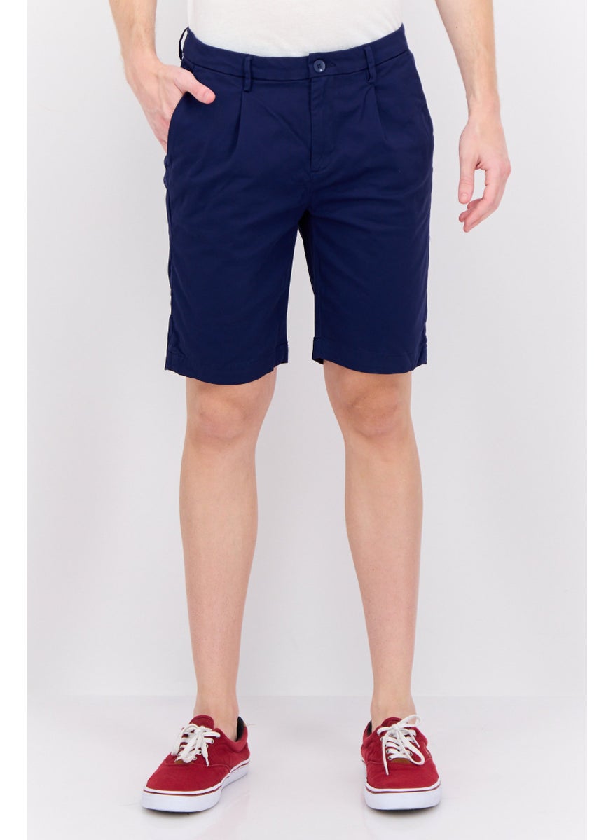 Gazzarrini Men Solid Chino Shorts, Navy  - Image 1
