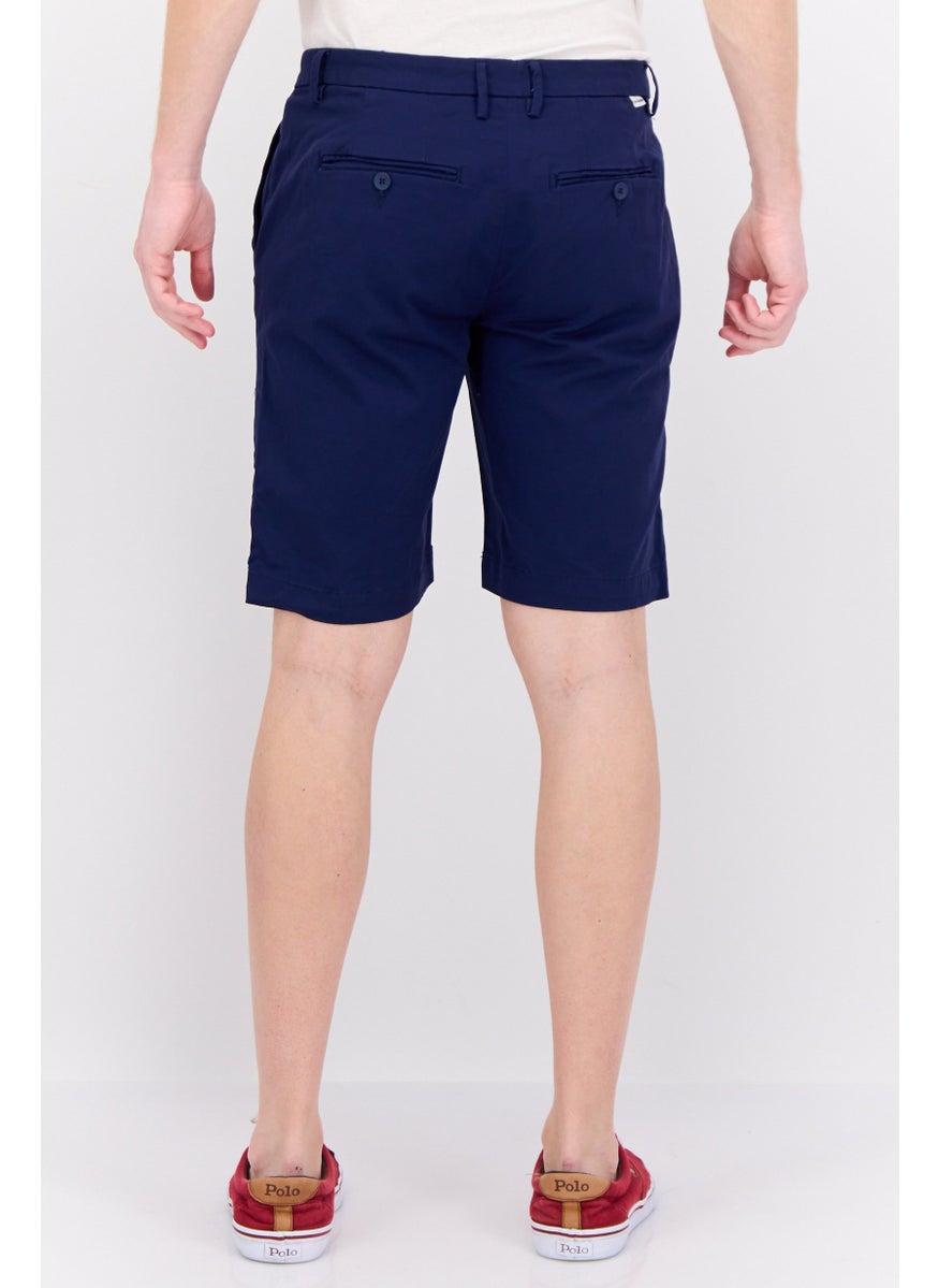 Gazzarrini Men Solid Chino Shorts, Navy  - Image 3