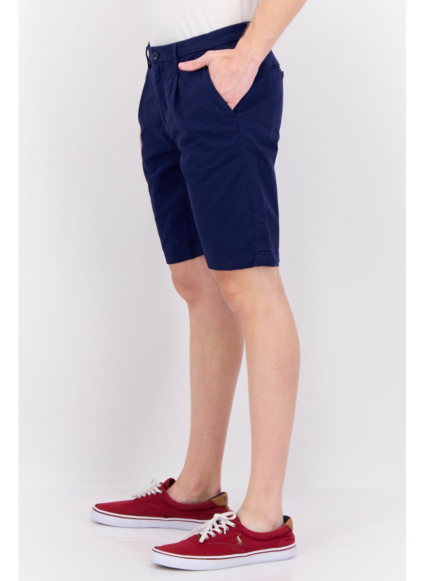 Gazzarrini Men Solid Chino Shorts, Navy  - Image 2
