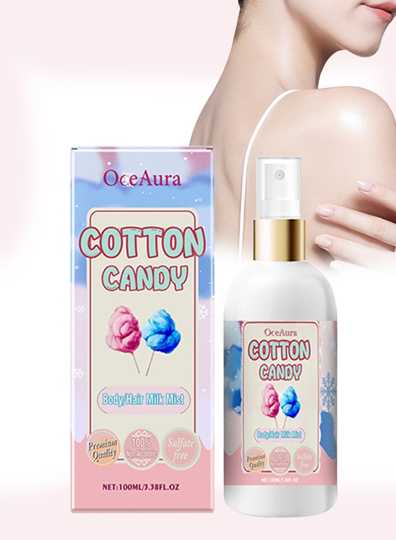 OceAura 100mlCotton Candy Body and Hair Milk Mist Body Moisturizing Spray Cotton Candy Body Moisturizing Spray Drying Refreshing Body Care Long Lasting Body Hair Milk Mist Cotton Candy Skin Body Spray - Image 1