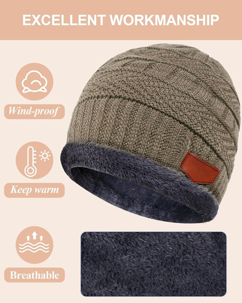 Syhood 4 Sets Kids Winter Hat and Scarf Set Warm Fleece Lining Beanie Hats Knitted Cap Scarf for 5-14 Years Boys Girls - Image 3
