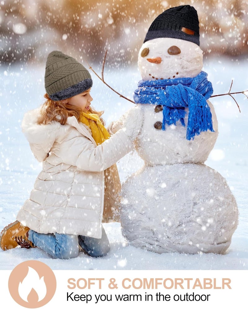 Syhood 4 Sets Kids Winter Hat and Scarf Set Warm Fleece Lining Beanie Hats Knitted Cap Scarf for 5-14 Years Boys Girls - Image 4