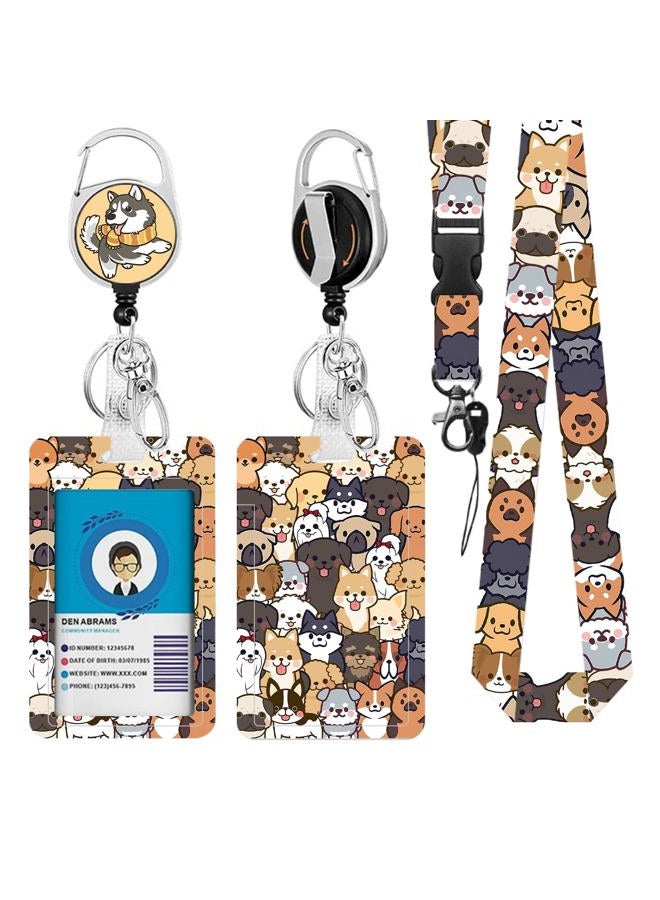 Vorruil Dog Lanyards for ID Badge, Lanyard ID Card Holder with Retractable Reel Clip and Keychain, Vertical Identity Dogs Badge Cover Case Protector for Teacher Nurse Women Men - Image 1