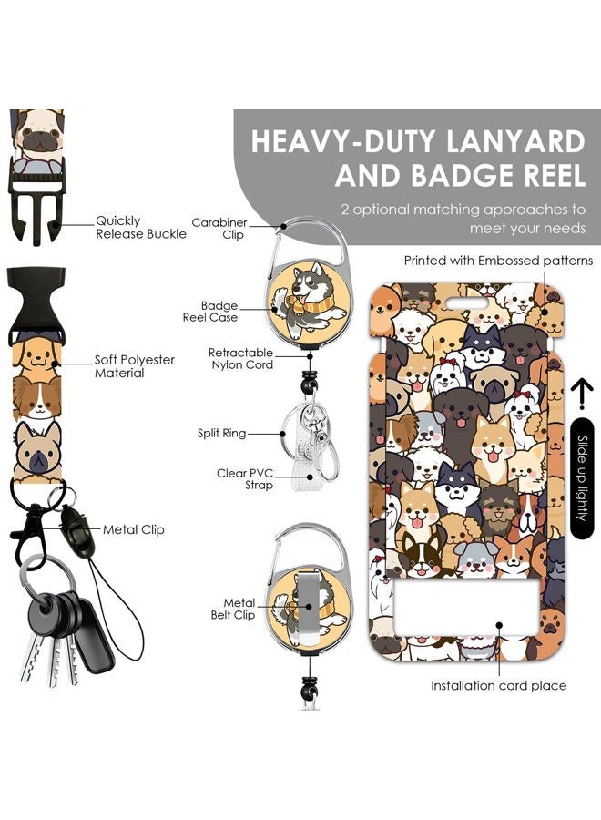 Vorruil Dog Lanyards for ID Badge, Lanyard ID Card Holder with Retractable Reel Clip and Keychain, Vertical Identity Dogs Badge Cover Case Protector for Teacher Nurse Women Men - Image 3