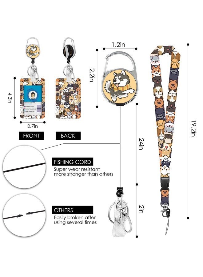 Vorruil Dog Lanyards for ID Badge, Lanyard ID Card Holder with Retractable Reel Clip and Keychain, Vertical Identity Dogs Badge Cover Case Protector for Teacher Nurse Women Men - Image 2