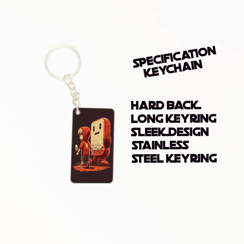 OUTFITQUE Premium Pack of 2 Anime254 Printed Long Keychain For Bike Scooty Car MDF Keyholder - Image 2