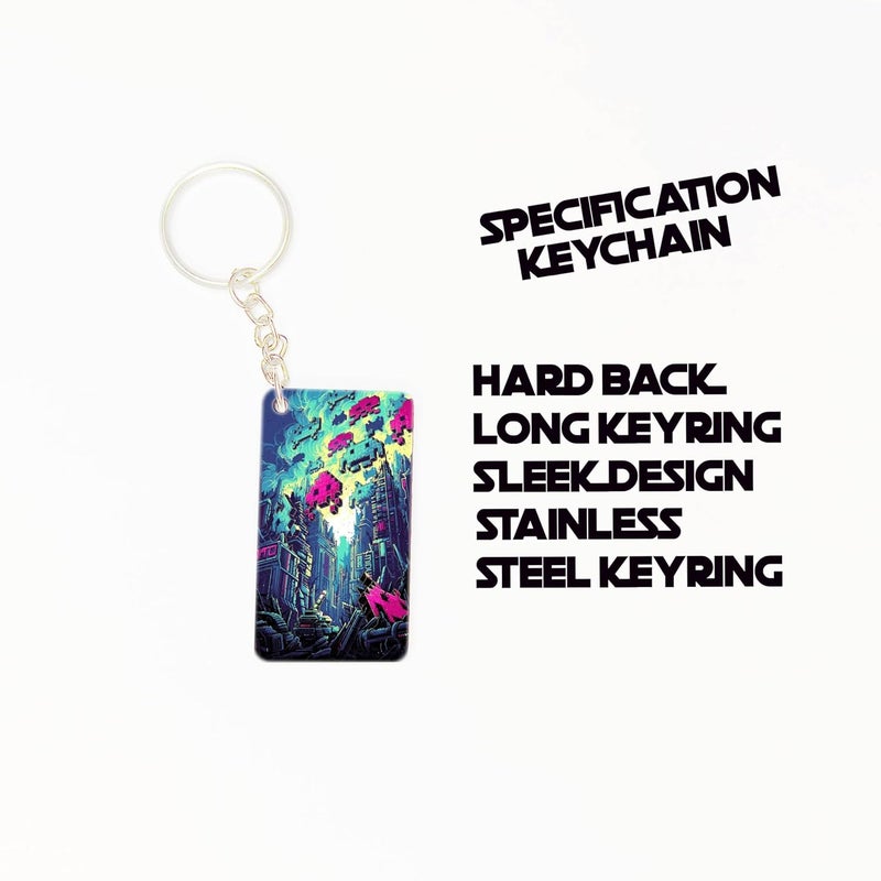 OUTFITQUE Premium Pack of 2 Anime254 Printed Long Keychain For Bike Scooty Car MDF Keyholder - Image 3