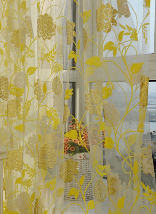 Voberry Bronzing Peony Window Curtain Yellow 200 x 100cm - Image 2