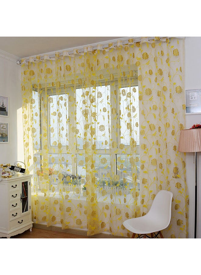 Voberry Bronzing Peony Window Curtain Yellow 200 x 100cm - Image 1