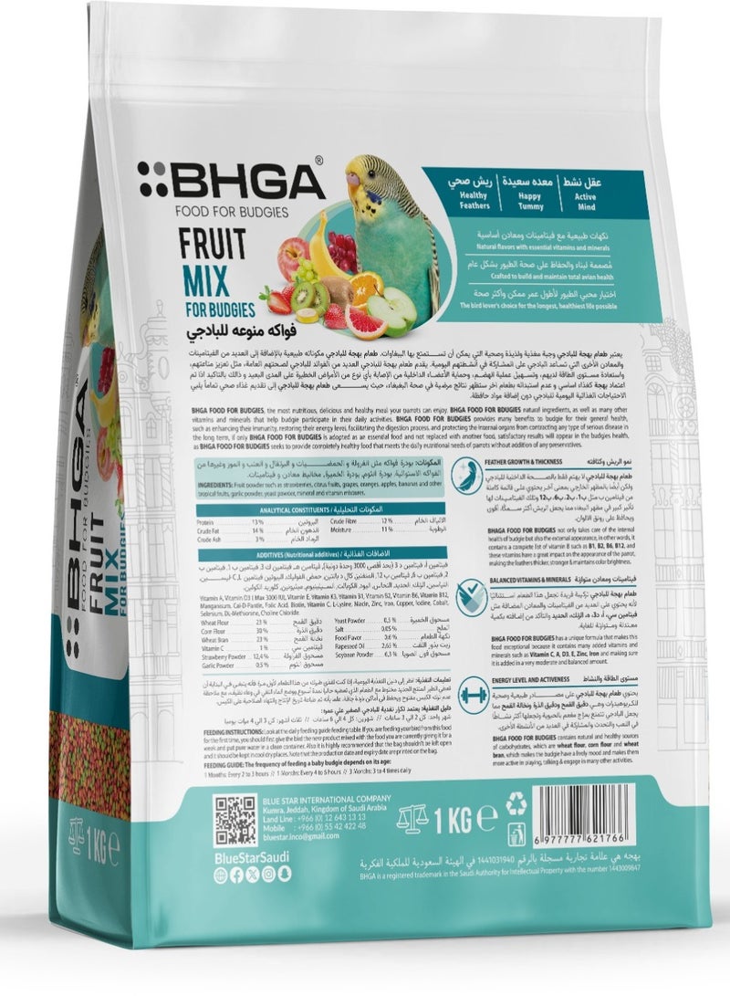 BHGA Fruit Mix bird food for budgies -1kg - Image 2