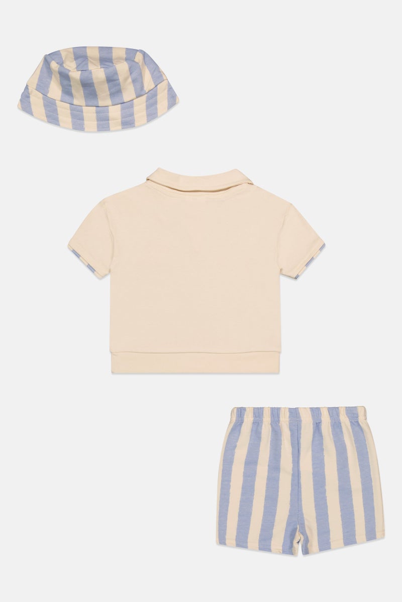 Lily & Jack Toddlers Boy 3 Pcs Graphic Print T-Shirt And Shorts With Hat Set, Multicolor - Image 3