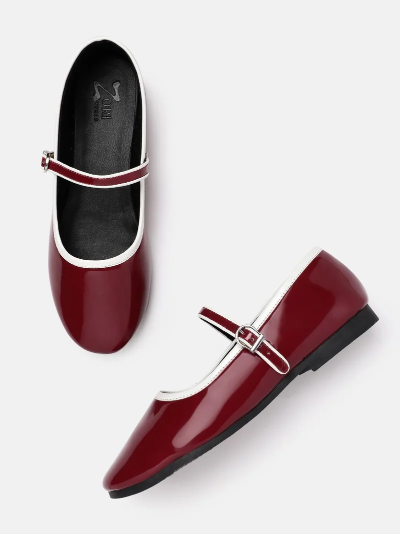 ZORIWORLD  SANGRIA Cherry Red Flats for Women Vegan Patent Leather Ballerinas for Women | Best Price UAE