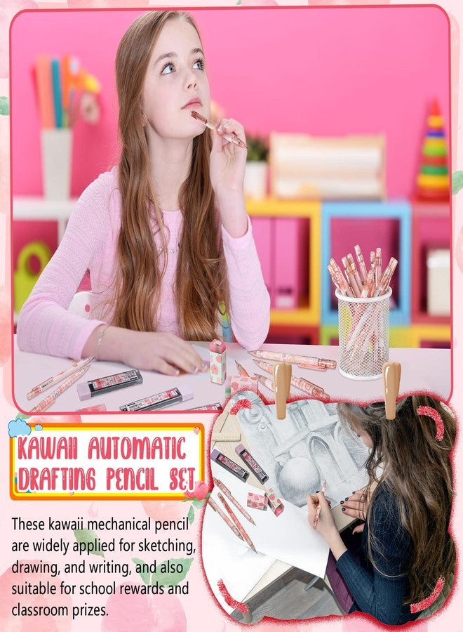 Sabary 15 Pcs Kawaii Mechanical Pencil Set First School Gift Pen Include Peach Mechanical Pencils with Tubes Pencil Refills Cute Juice Peach Eraser School Supplies for Sketching Architecture Drawing (0.7 MM) - Image 5