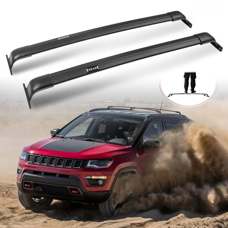 SNIXWOO Enhanced 220 LBS Roof Racks for Jeep Compass 20182025 Real Aluminum Cross Bars for Kayak Snowboard Surfboard Bike Canoe Ski