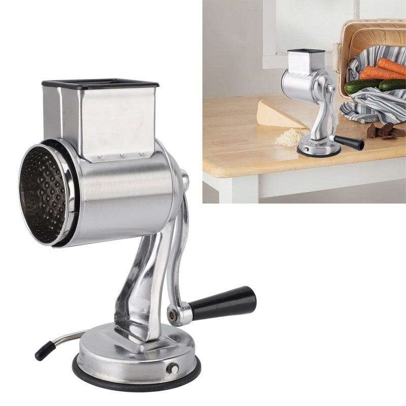 Manual Cheese Grater Stainless Steel Construction Multifunctional Hand Crank Shredder - Secure Suction Cup Design Efficient Labor Saving Grinder for Home Kitchen Cooking - Image 4