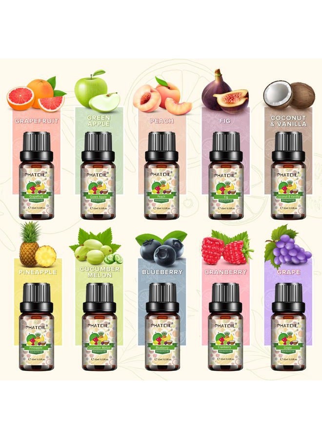 PHATOIL Coconut & Vanilla Fragrance Oils Set, 10 Pcs Aromatherapy Oils Set, for Diffusers, Home Care, DIY Soap Candle Making Scents, Fragrance, Aromatherapy, Humidifiers, for Friend (10ml) - Image 2