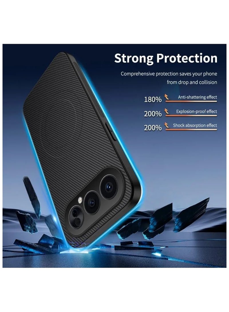 general Magnetic Protective Case Compatible with Honor 500 Pro 5G [Supports Wireless Charging] Carbon Fiber Textured Leather Case Drop-Resistant Shockproof Back Cover Honor 500 Pro - Image 4