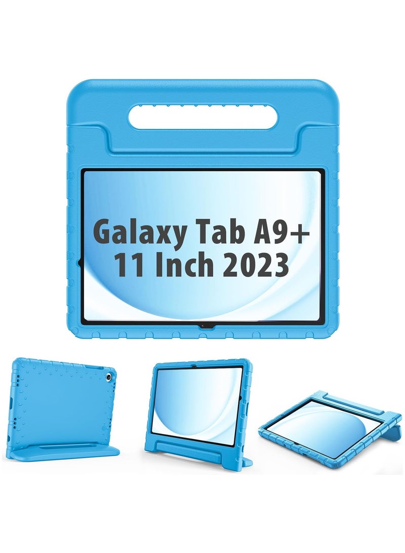 كابتن تيك حافظة أطفال لجهاز Galaxy Tab A9 Plus 2023، حافظة خفيفة الوزن مقاومة للصدمات صديقة للأطفال مع حامل مقبض قابل للتحويل للبنات والأولاد والأطفال الصغار - أزرق - Image 1