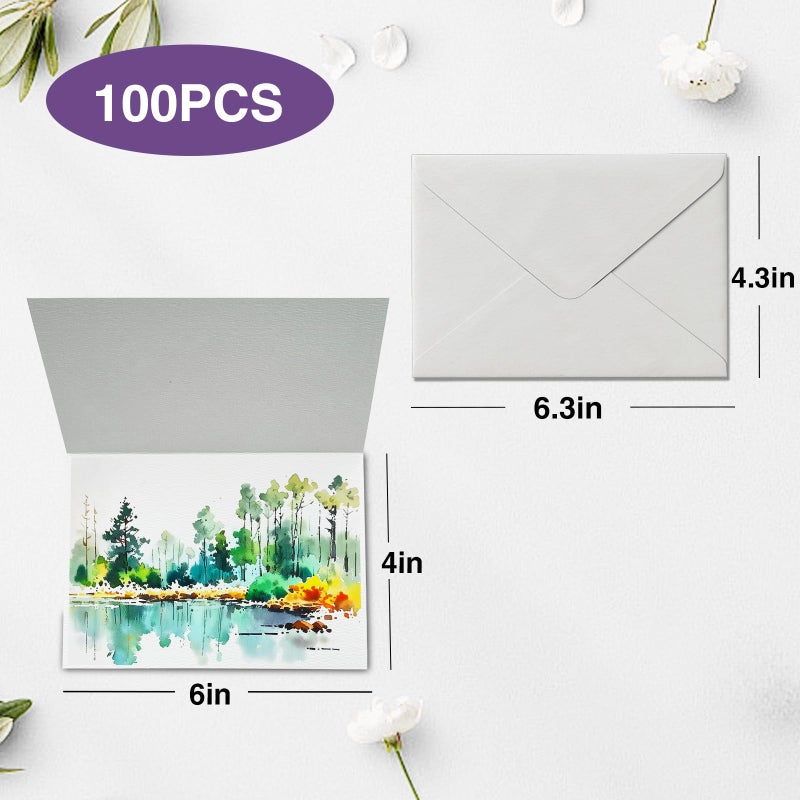 KOVIEDE 50 Pack Foldable Blank Watercolor Cards with Envelopes 4 x 6 Inch, 140lb Heavyweight, 100% Cotton, White, Acid-Free Water color Cards to Paint or Cards Making for Christmas Birthday - Image 5
