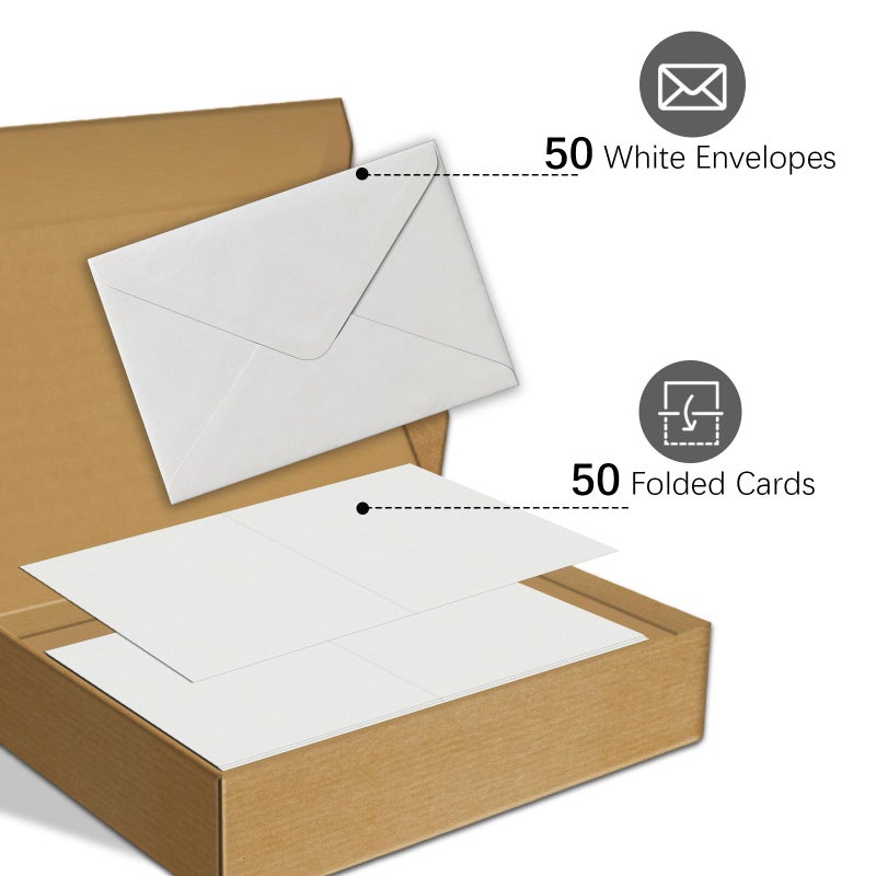 KOVIEDE 50 Pack Foldable Blank Watercolor Cards with Envelopes 4 x 6 Inch, 140lb Heavyweight, 100% Cotton, White, Acid-Free Water color Cards to Paint or Cards Making for Christmas Birthday - Image 3