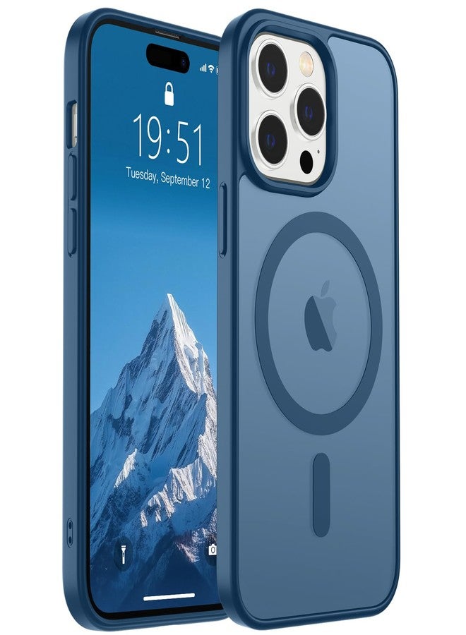 استلق جراب SUPFINE المغناطيسي لهاتف iPhone 14 Pro Max (متوافق مع MagSafe) (حماية فائقة ضد السقوط بمعايير عسكرية) جراب نحيف شفاف غير لامع مقاوم للصدمات ومضاد لبصمات الأصابع، لون أزرق داكن - Image 1