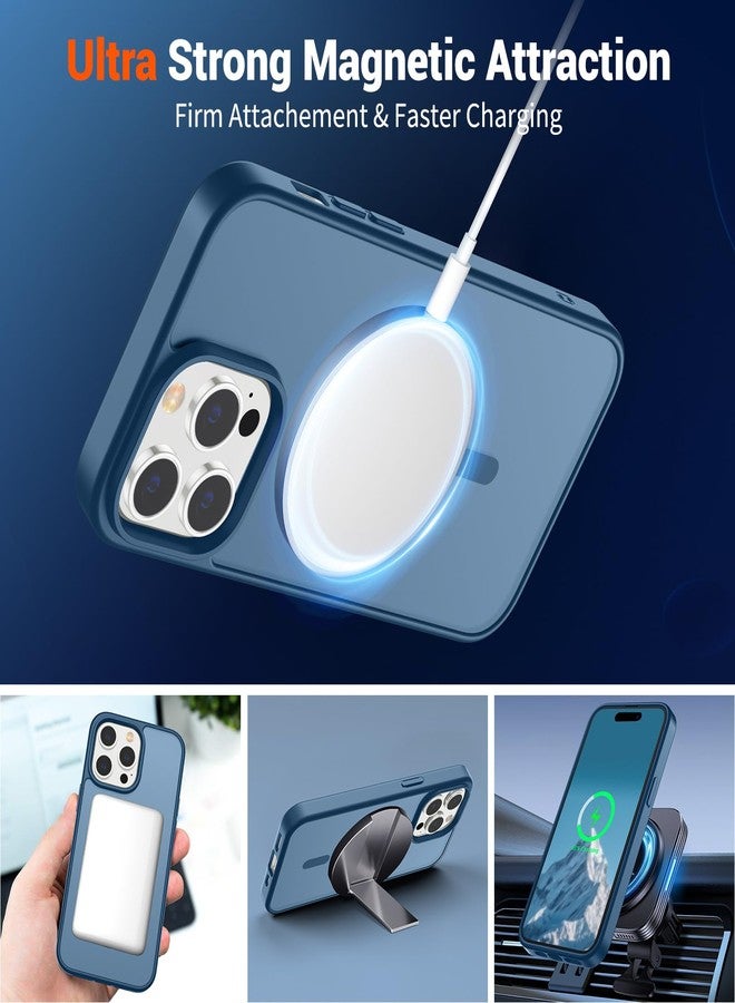 استلق جراب SUPFINE المغناطيسي لهاتف iPhone 14 Pro Max (متوافق مع MagSafe) (حماية فائقة ضد السقوط بمعايير عسكرية) جراب نحيف شفاف غير لامع مقاوم للصدمات ومضاد لبصمات الأصابع، لون أزرق داكن - Image 5