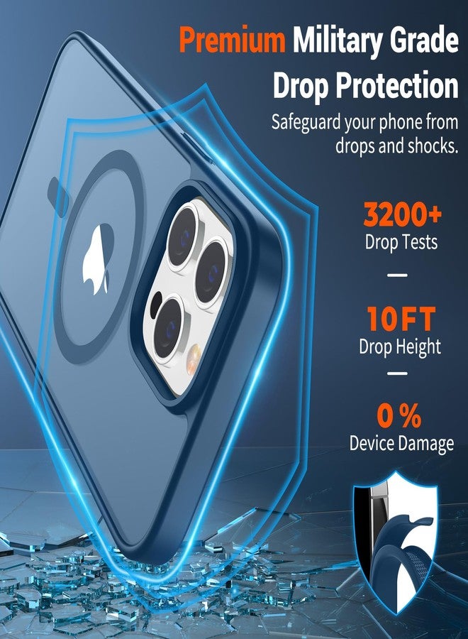 استلق جراب SUPFINE المغناطيسي لهاتف iPhone 14 Pro Max (متوافق مع MagSafe) (حماية فائقة ضد السقوط بمعايير عسكرية) جراب نحيف شفاف غير لامع مقاوم للصدمات ومضاد لبصمات الأصابع، لون أزرق داكن - Image 3