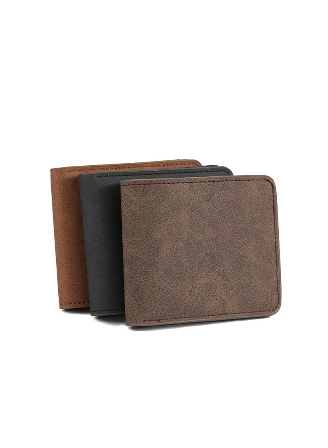 Men's Wallet - Stylish and minimalist design with multiple card slots - Business Suit Bag - Minimalist soft leather short ultra-thin wallet 11*2*10cm Coffee Brown  - Image 5