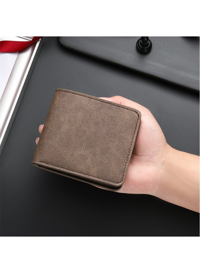 Men's Wallet - Stylish and minimalist design with multiple card slots - Business Suit Bag - Minimalist soft leather short ultra-thin wallet 11*2*10cm Coffee Brown  - Image 1