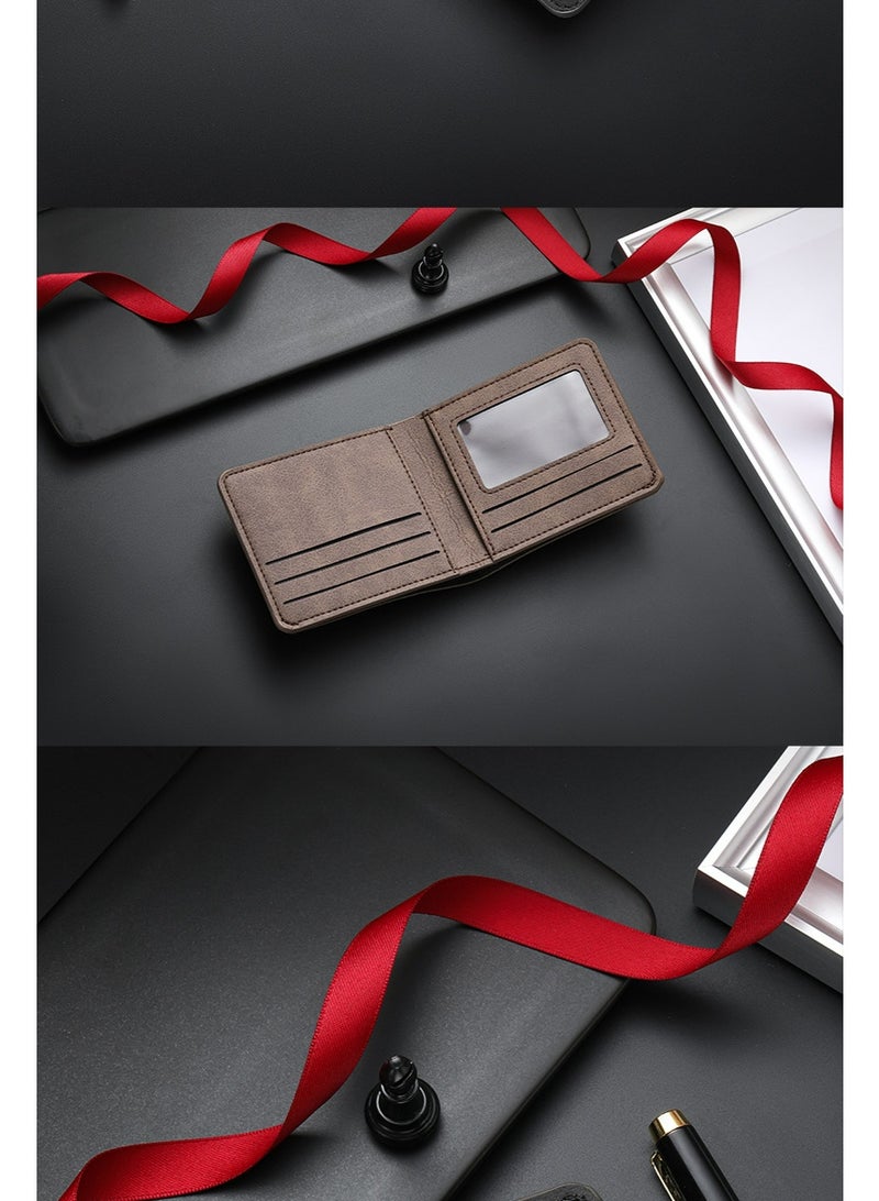 Men's Wallet - Stylish and minimalist design with multiple card slots - Business Suit Bag - Minimalist soft leather short ultra-thin wallet 11*2*10cm Coffee Brown  - Image 2